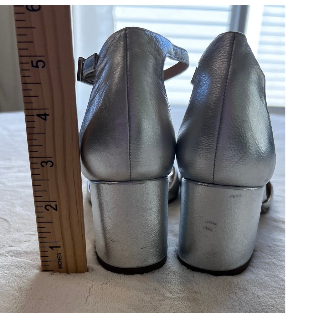 Sam Edelman Susie Silver Metallic Block Heel Sandals Ankle Strap Womens Size 6 - Picture 9 of 9